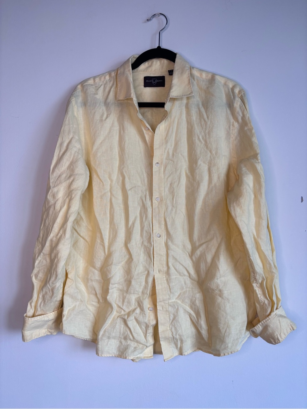 Black Brown 1826 Butter Yellow Linen Shirt
